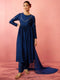 Women's Blue Silk Anarkali Kurta Set